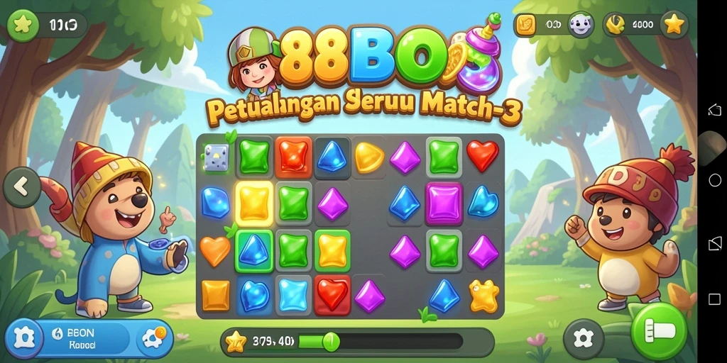 Tampilan gameplay seru di 88BOS dengan tantangan Match-3.