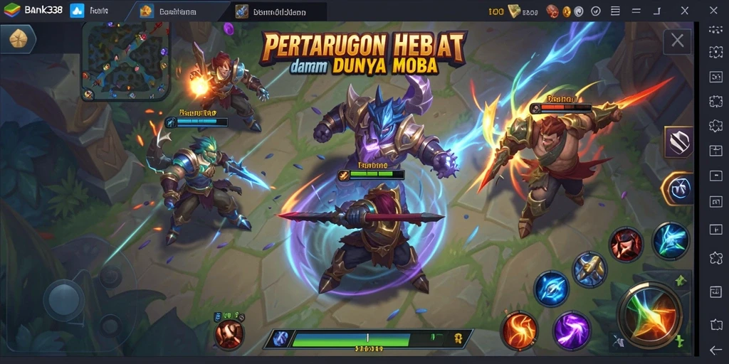 Screenshot gameplay yang menampilkan pertempuran seru di BANK338.