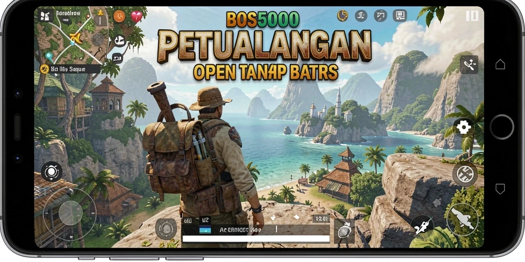 Screenshot utama BOS5000 menampilkan petualangan seru dalam dunia Open World.