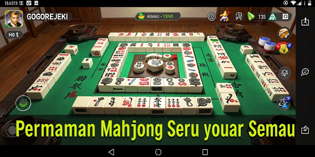 Screenshot GOGOREJEKI menunjukkan aksi seru permainan Mahjong.