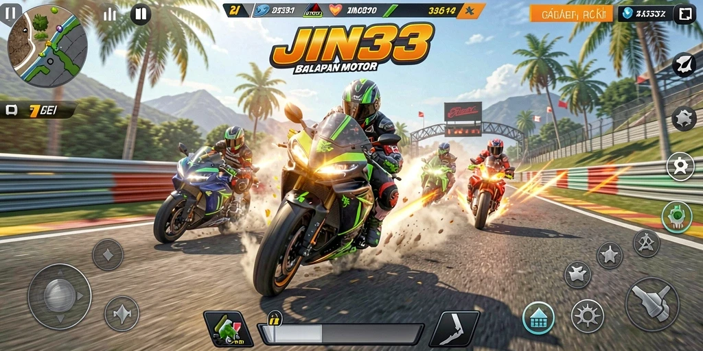 Gameplay motor racing seru dengan grafis menawan.