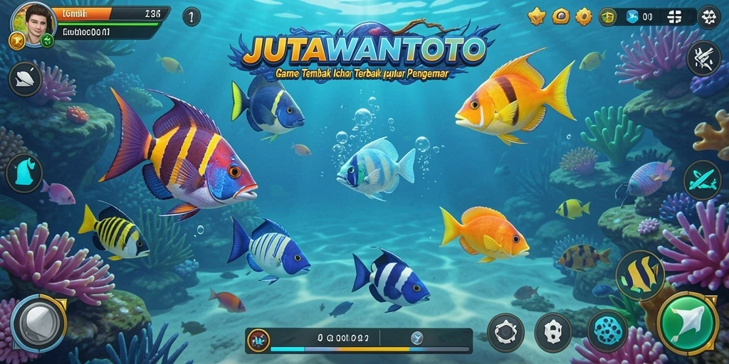Tampilan gameplay seru dalam JUTAWANTOTO yang menampilkan pengalaman Tembak Ikan.