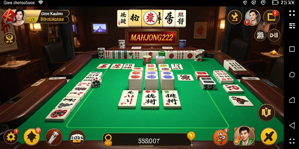 Tampilan gameplay seru dari MAHJONG222 yang menampilkan aksi permainan Kasino.