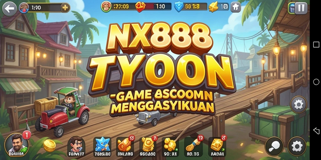Tampilan gameplay NX888 yang menampilkan kompleksitas manajemen bisnis Tycoon.