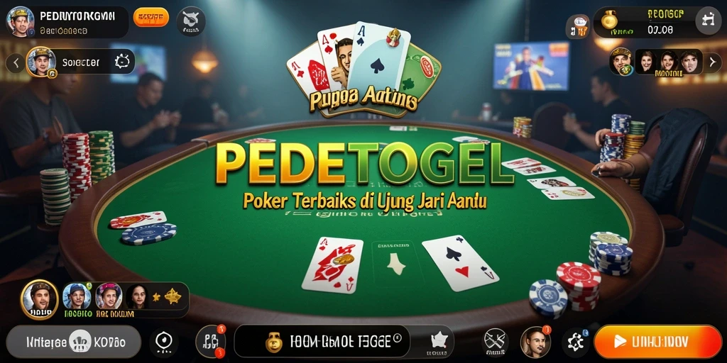 Screenshot gameplay poker PEDETOGEL menampilkan aksi seru di meja permainan.