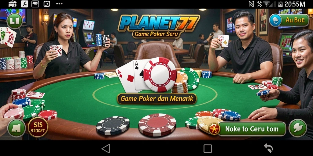 Tampilan menarik dari gameplay Poker di PLANET77.