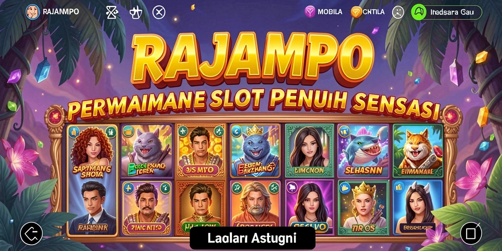 Tampilan menarik saat bermain RAJAMPO dengan simbol dan efek visual yang memukau.