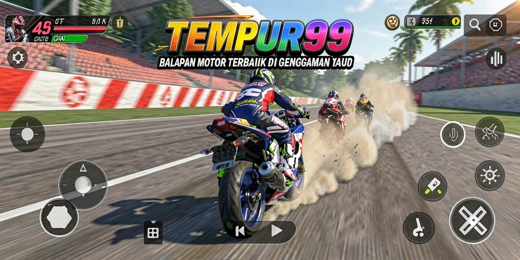 Tampilan gameplay menegangkan dalam balapan motor