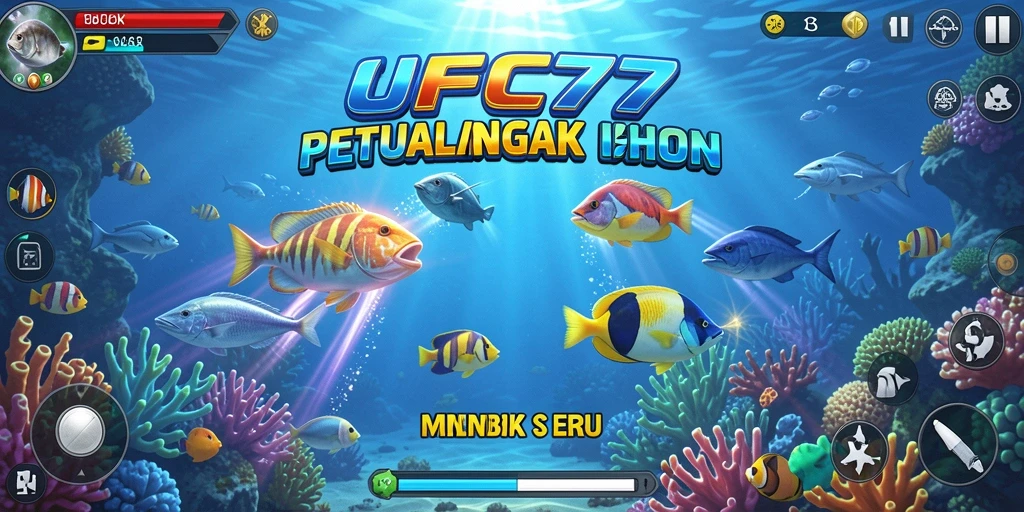 Screenshot gameplay <strong>UFO77</strong> menampilkan aksi seru menembak ikan.