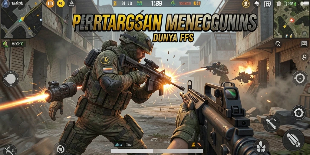 Tangkapan layar gameplay intens dari V89 menunjukkan aksi pertempuran FPS.
