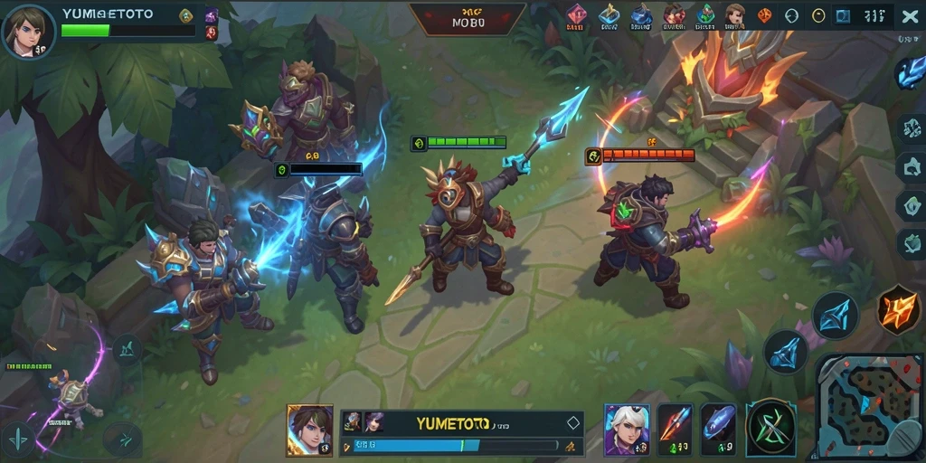 Tampilan gameplay MOBA yang menegangkan dan menarik di YUMETOTO.